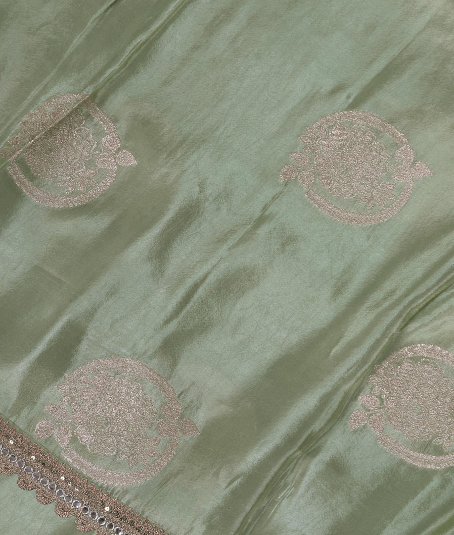 Green Georgette Tissue SIlk Saree T342843-image