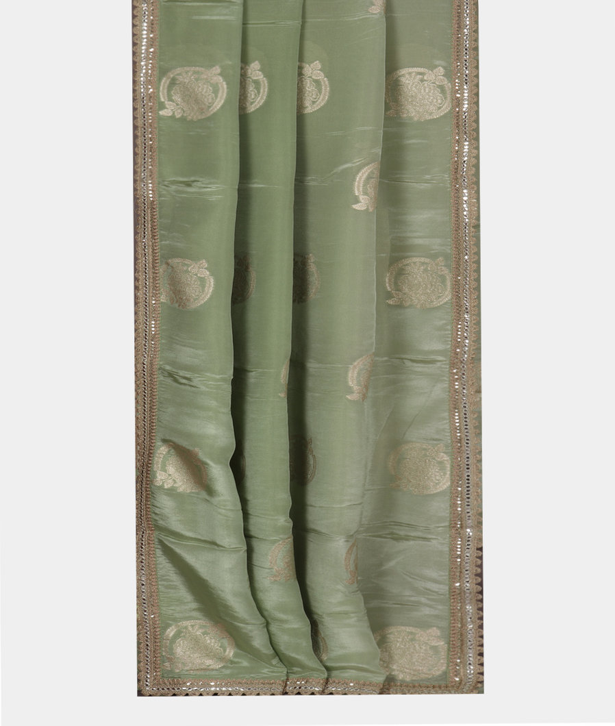 Green Georgette Tissue SIlk Saree T3428432