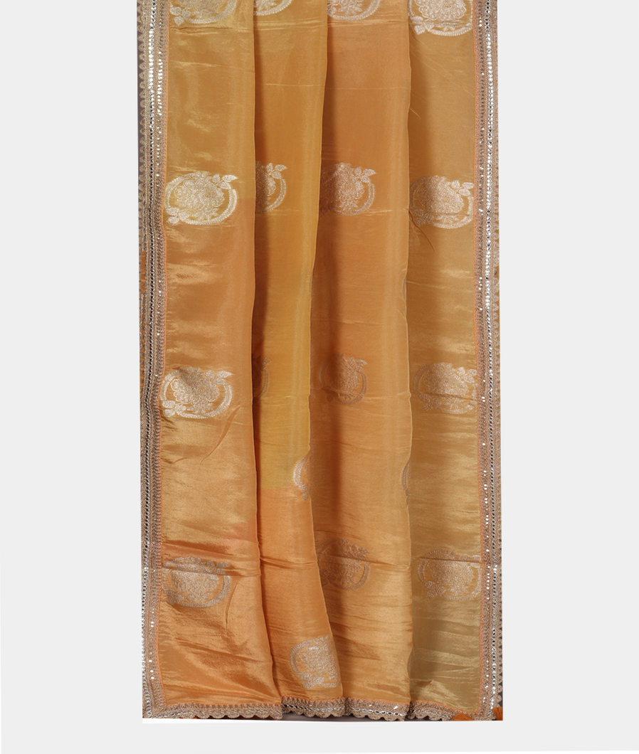 Gold Georgette Tissue SIlk Saree T3428422