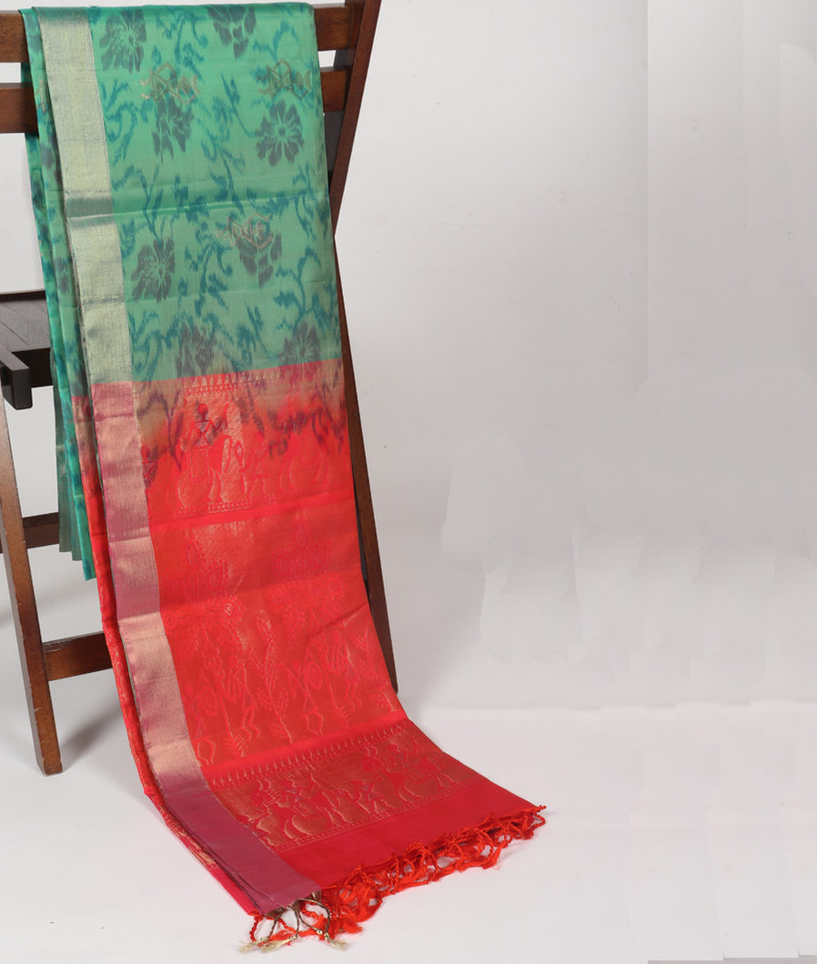 Bluish Green Soft Silk Saree T342496-image