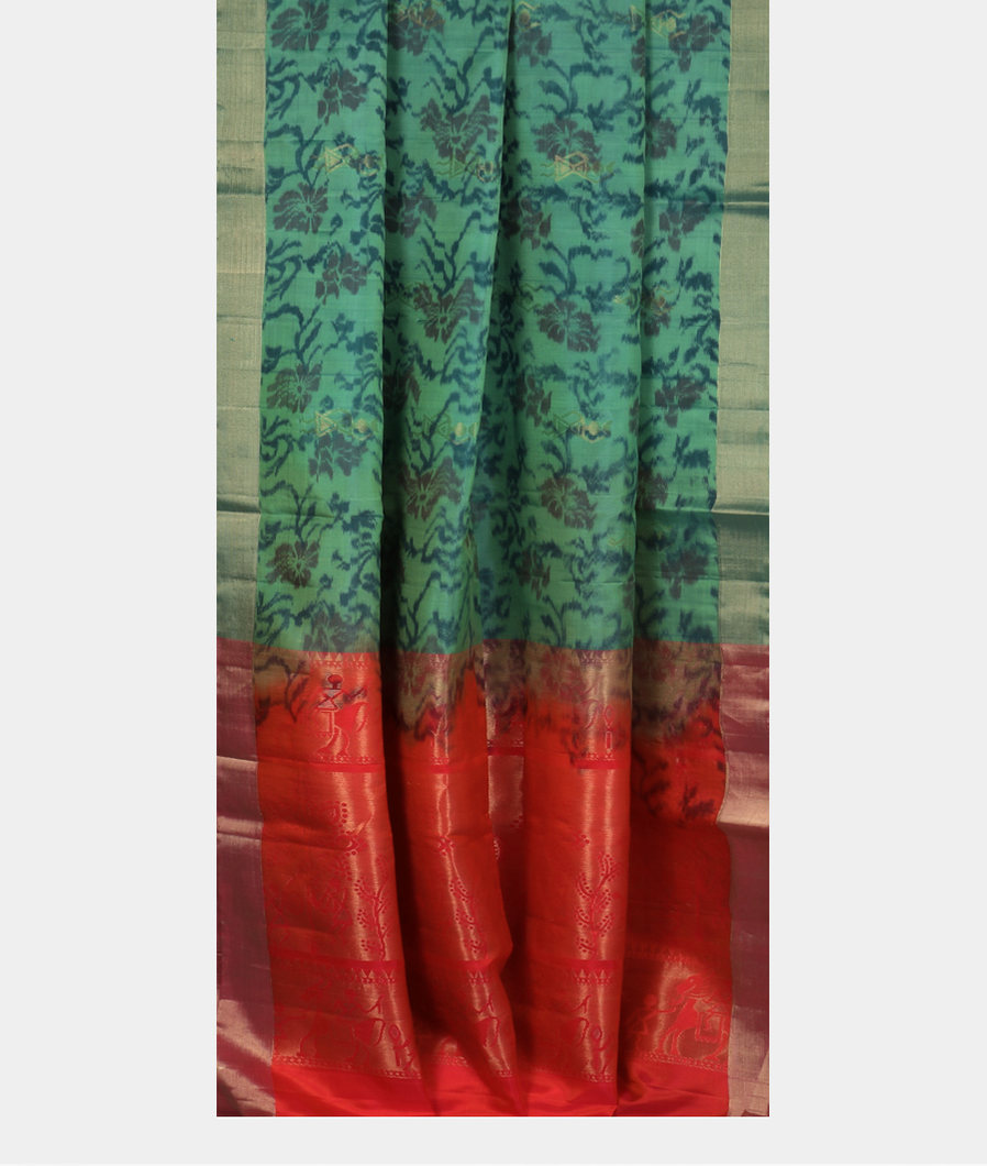 Bluish Green Soft Silk Saree T3424963