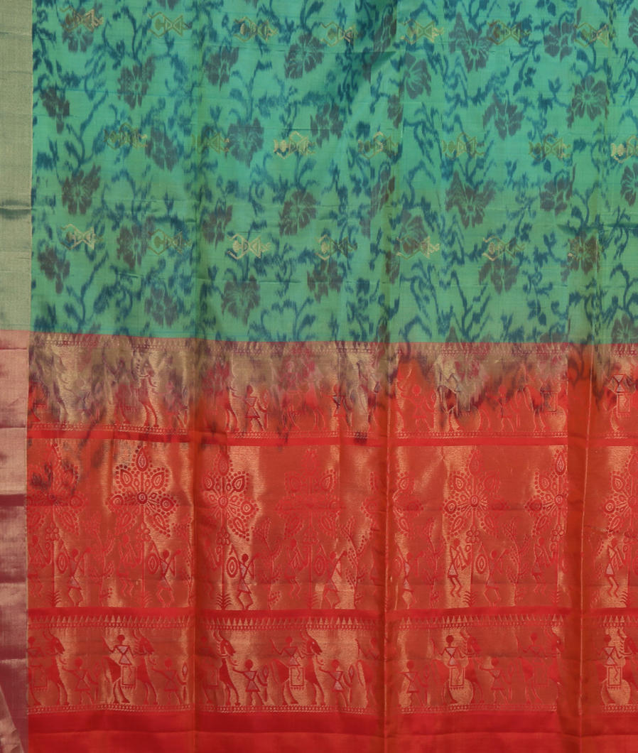 Bluish Green Soft Silk Saree T3424965