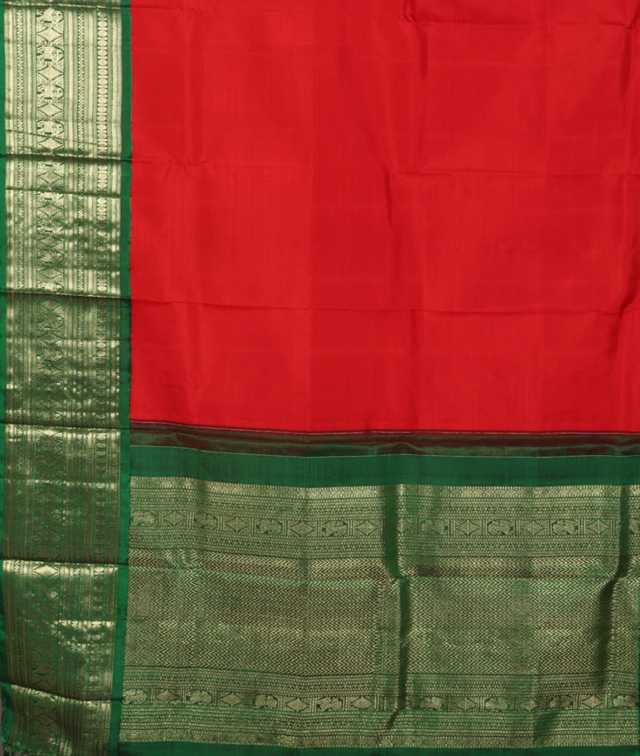Red Handwoven Kanjivaram Silk Dupatta T2713863