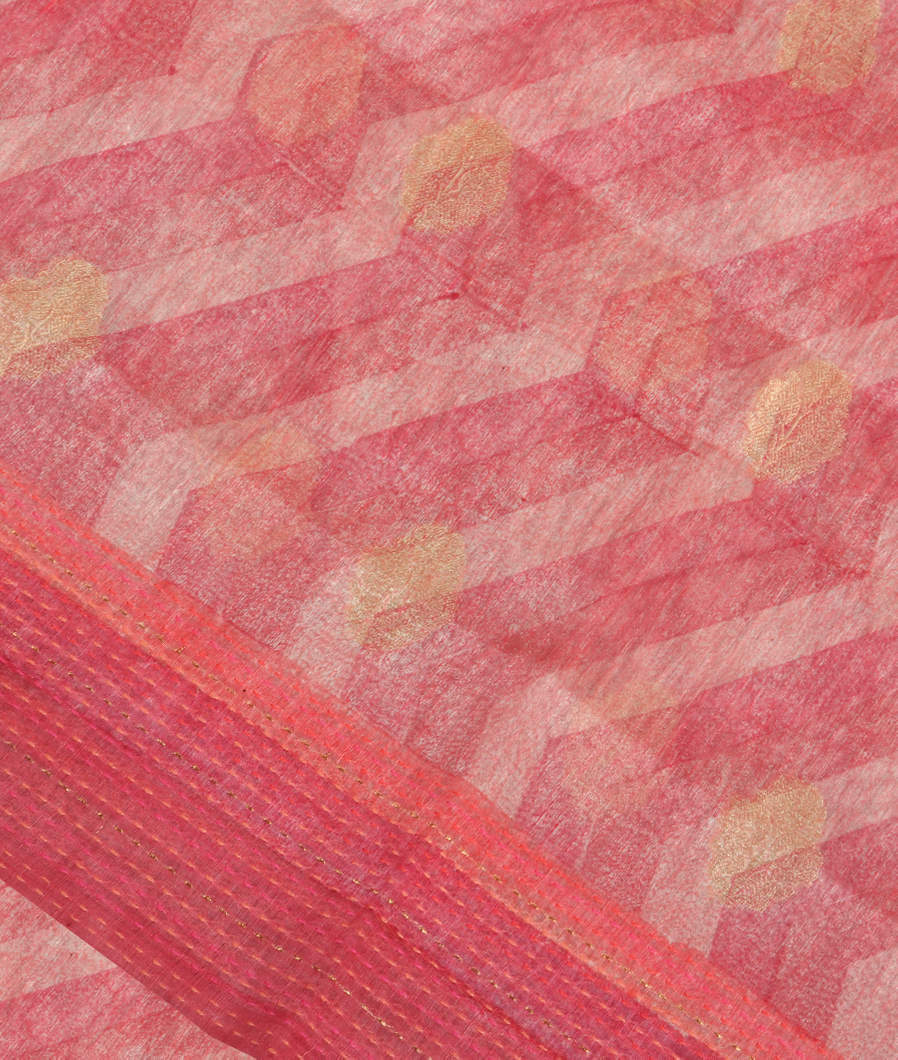Pink Linen Printed Saree T347400-image