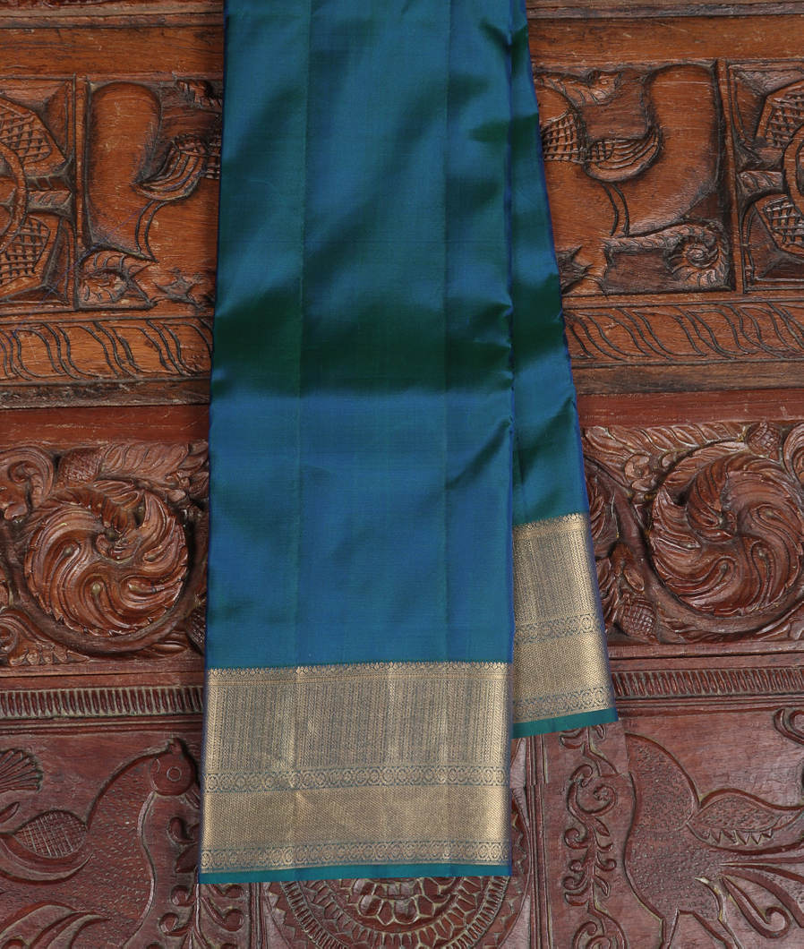Peacock Blue Soft Silk Saree T351808-image