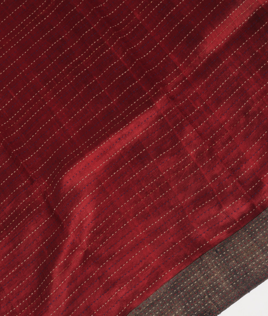 Blue Printed Raw Silk Saree T3526284