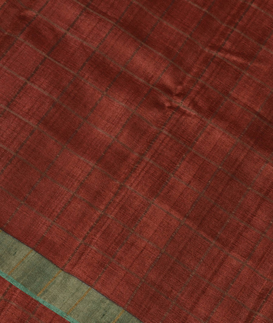 Rust Woven Tussar Saree T351037-image