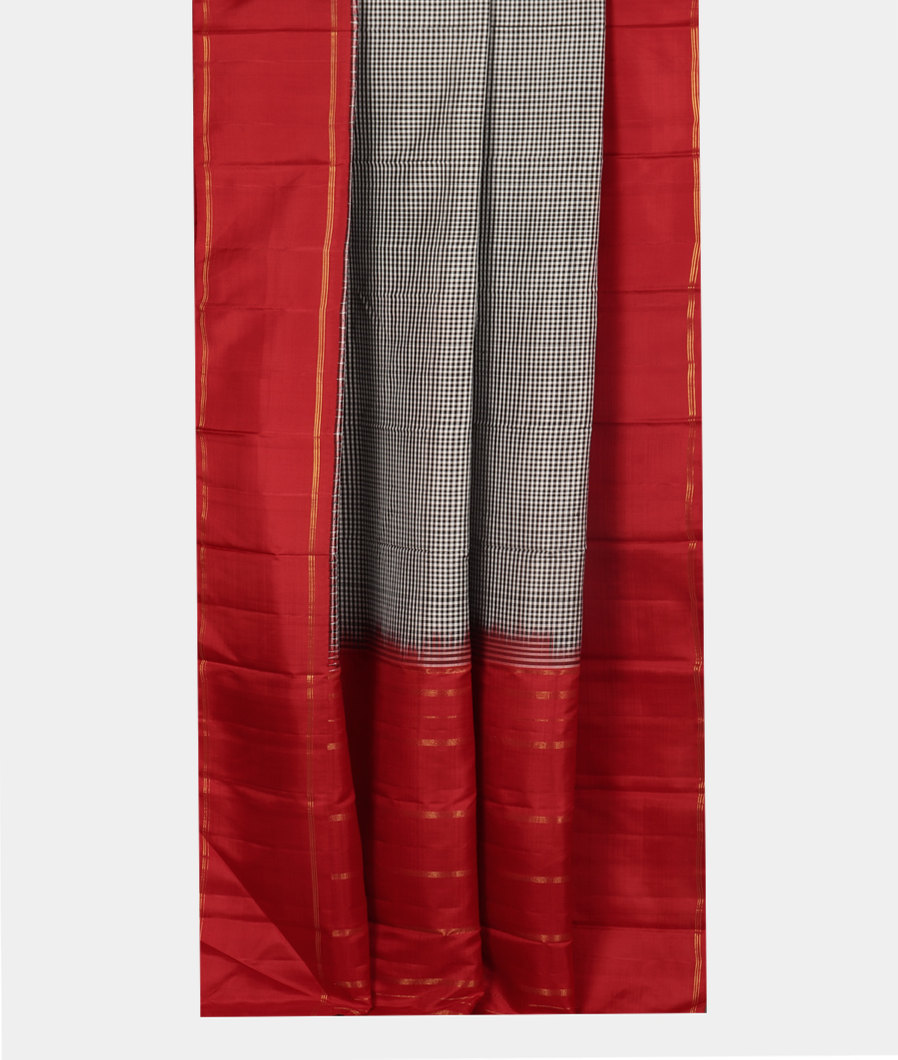 Black And White Handwoven Kanjivaram Silk Saree T3042702