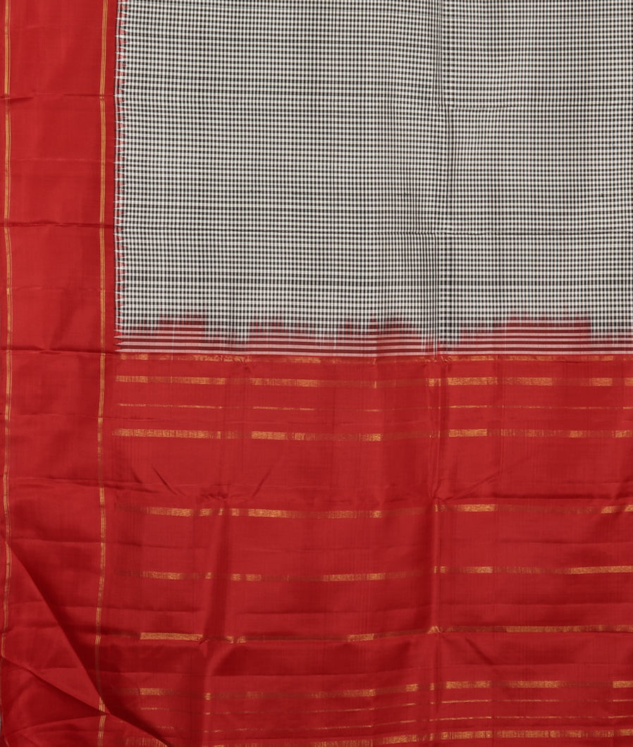 Black And White Handwoven Kanjivaram Silk Saree T3042704