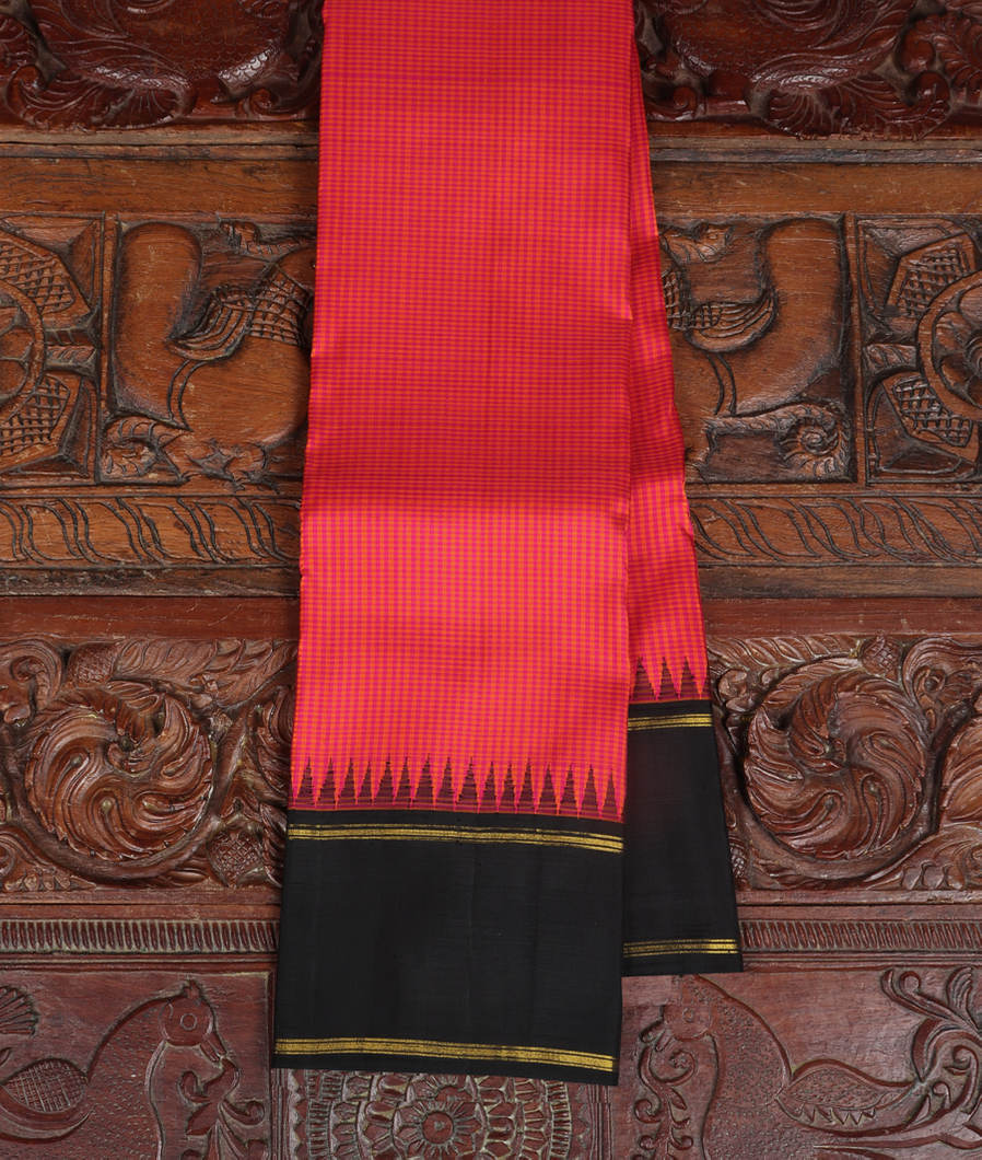 Pink And Orange Handwoven Kanjivaram Silk Saree T301904-image