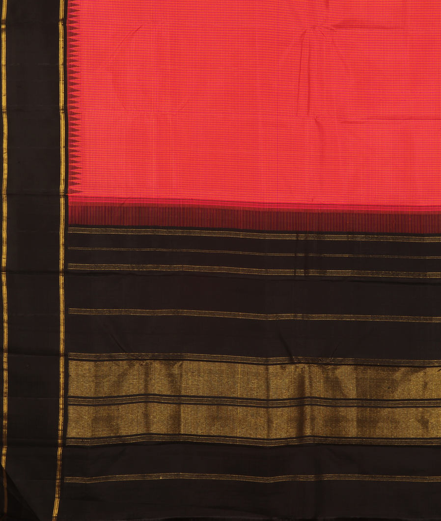 Pink And Orange Handwoven Kanjivaram Silk Saree T3019044
