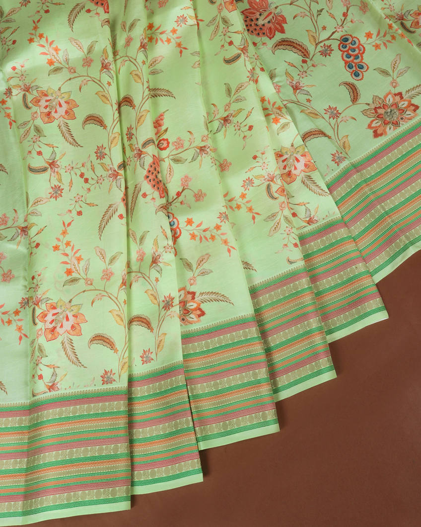 Green Printed Soft Silk Saree T352330-image