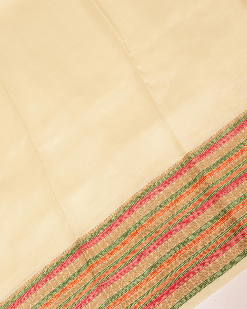 Cream Printed Soft Silk Saree T3523273