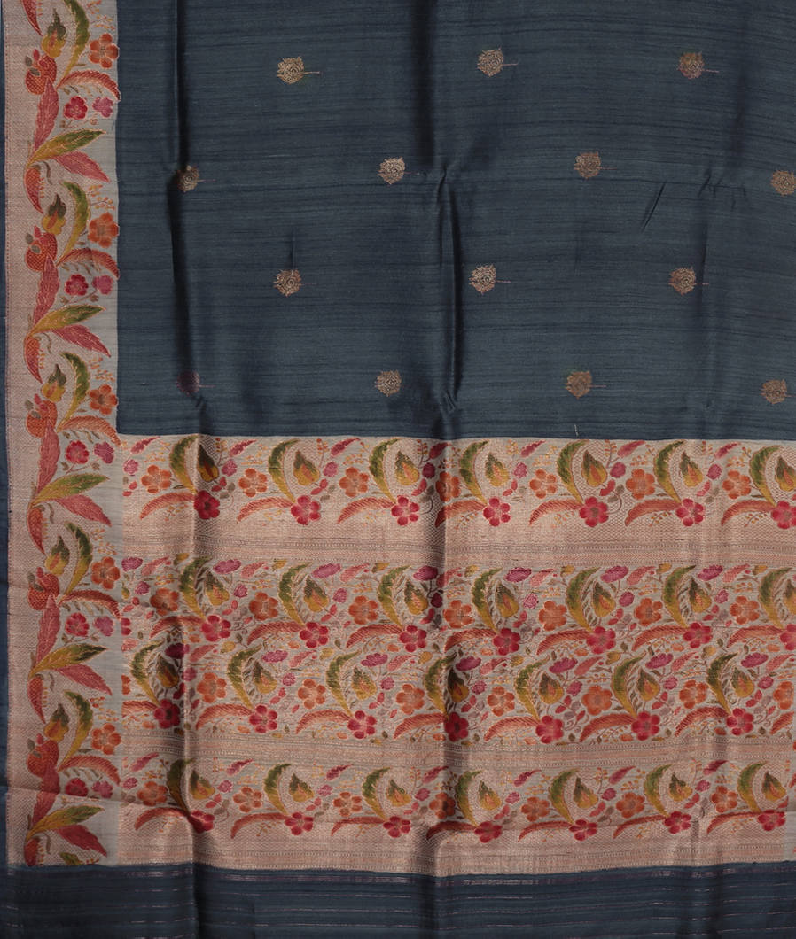 Blue Banaras Tussar Saree T3554474