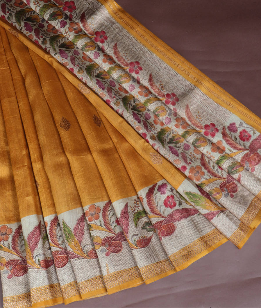 Yellow Banaras Tussar Saree T355450-image