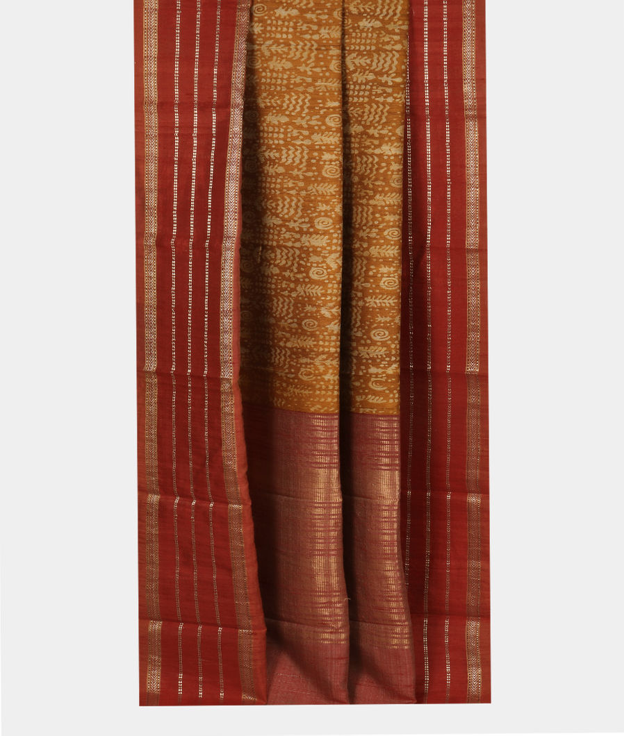 Yellow Tussar Printed Saree T3490162