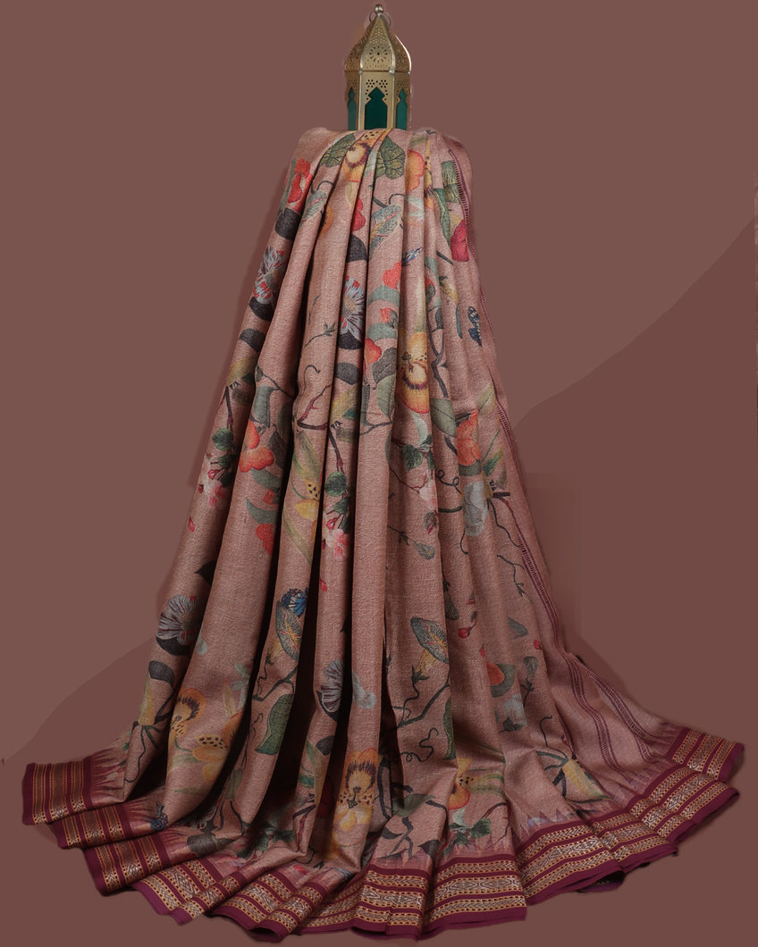 Beige Vidarbha Tussar Saree T309535-image