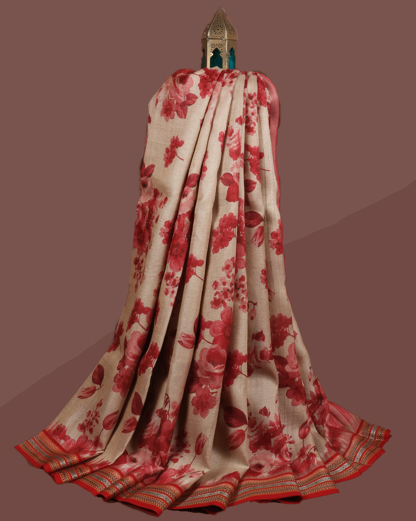 Beige Vidarbha Tussar Saree T318923-image