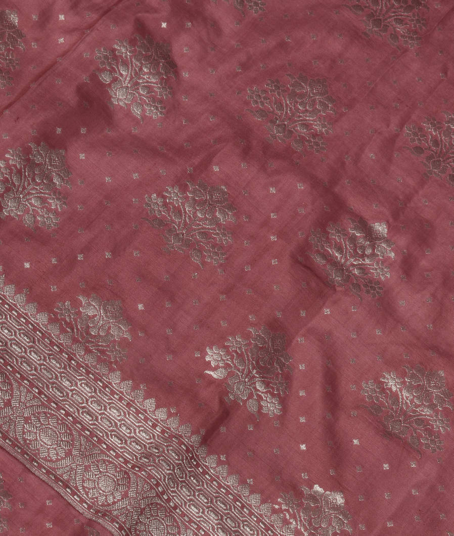 Mauve Pink Tussar Georgette Saree T349379-image
