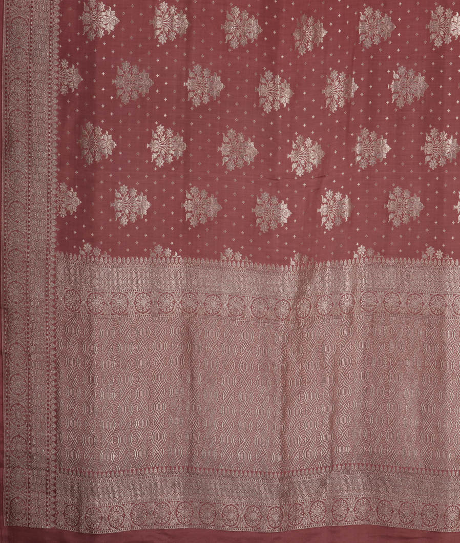 Mauve Pink Tussar Georgette Saree T3493794