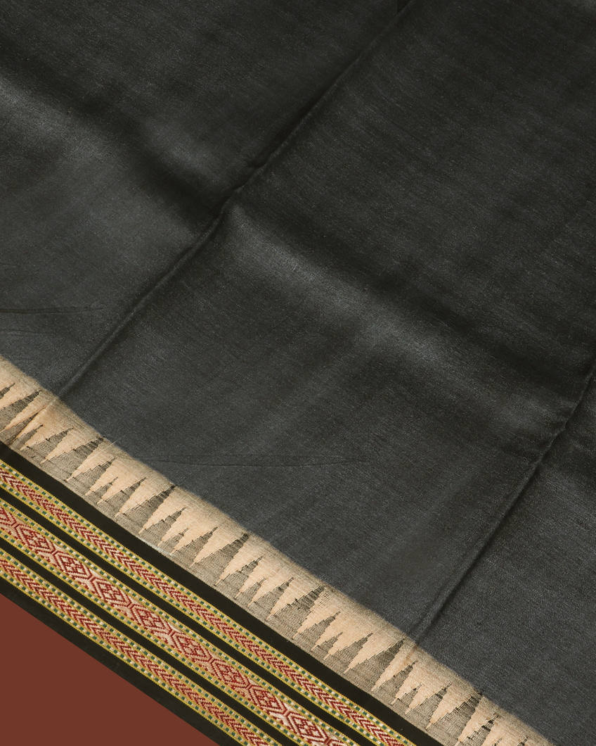 Dark Grey Vidarbha Tussar Saree T3544903