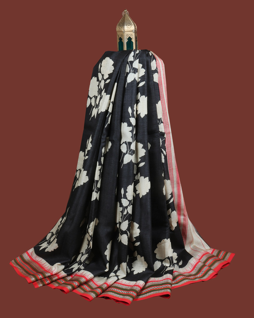 Dark Grey Vidarbha Tussar Saree T354470-image