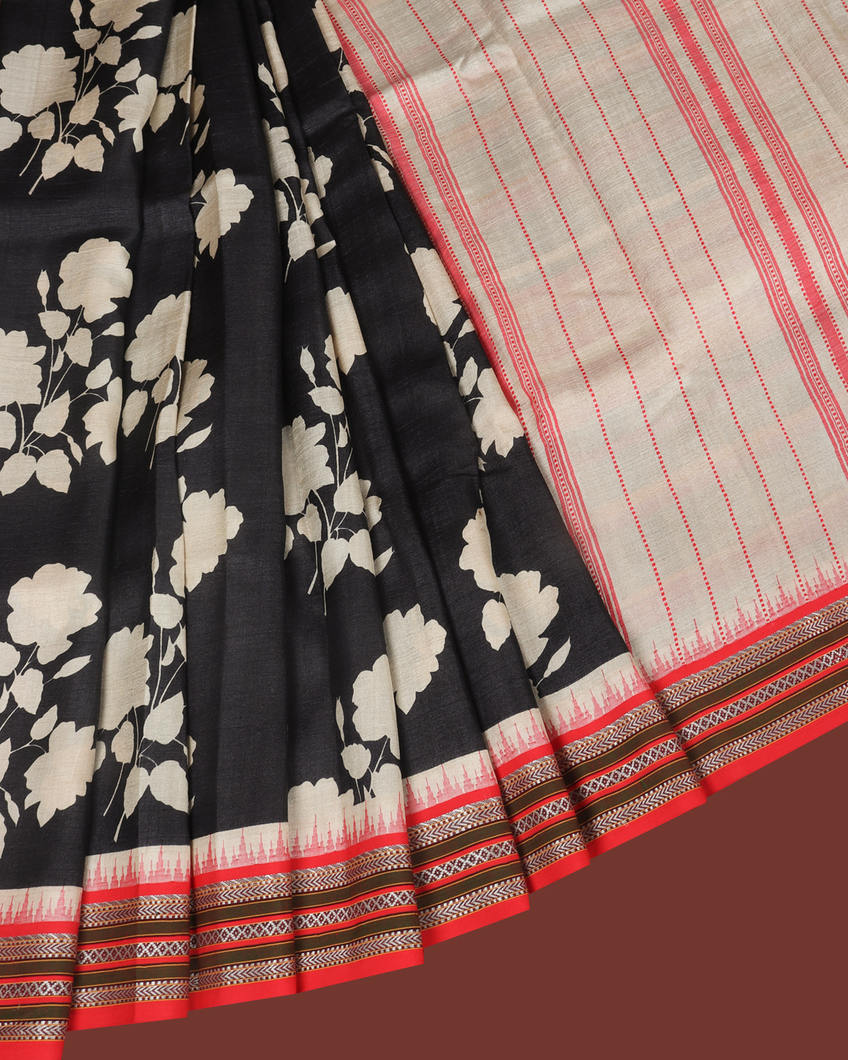 Dark Grey Vidarbha Tussar Saree T3544702