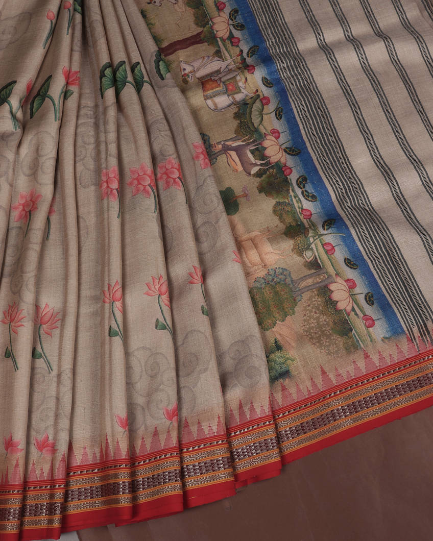 Grey Vidarbha Tussar Saree T3544832