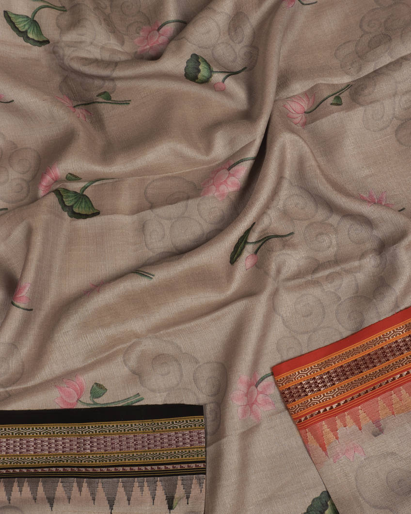 Grey Vidarbha Tussar Saree T3544833