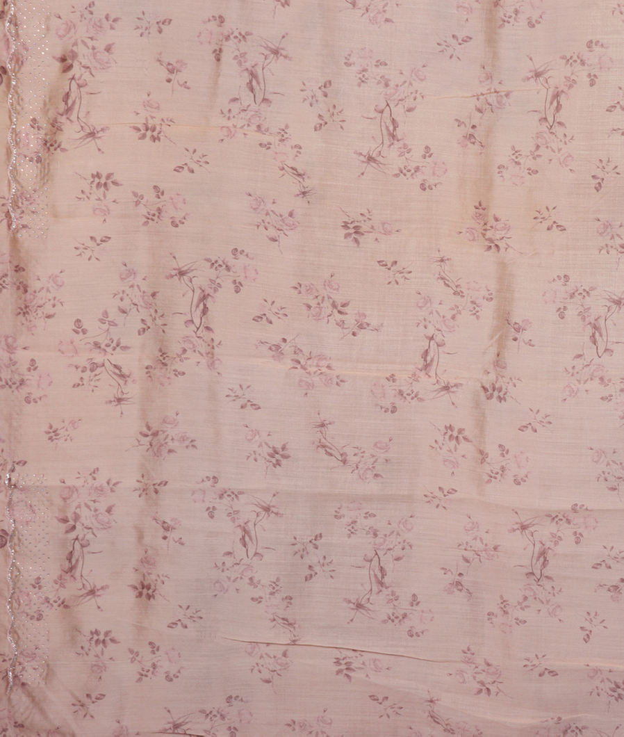 Light Peach Kora Organza Printed Saree T3536173