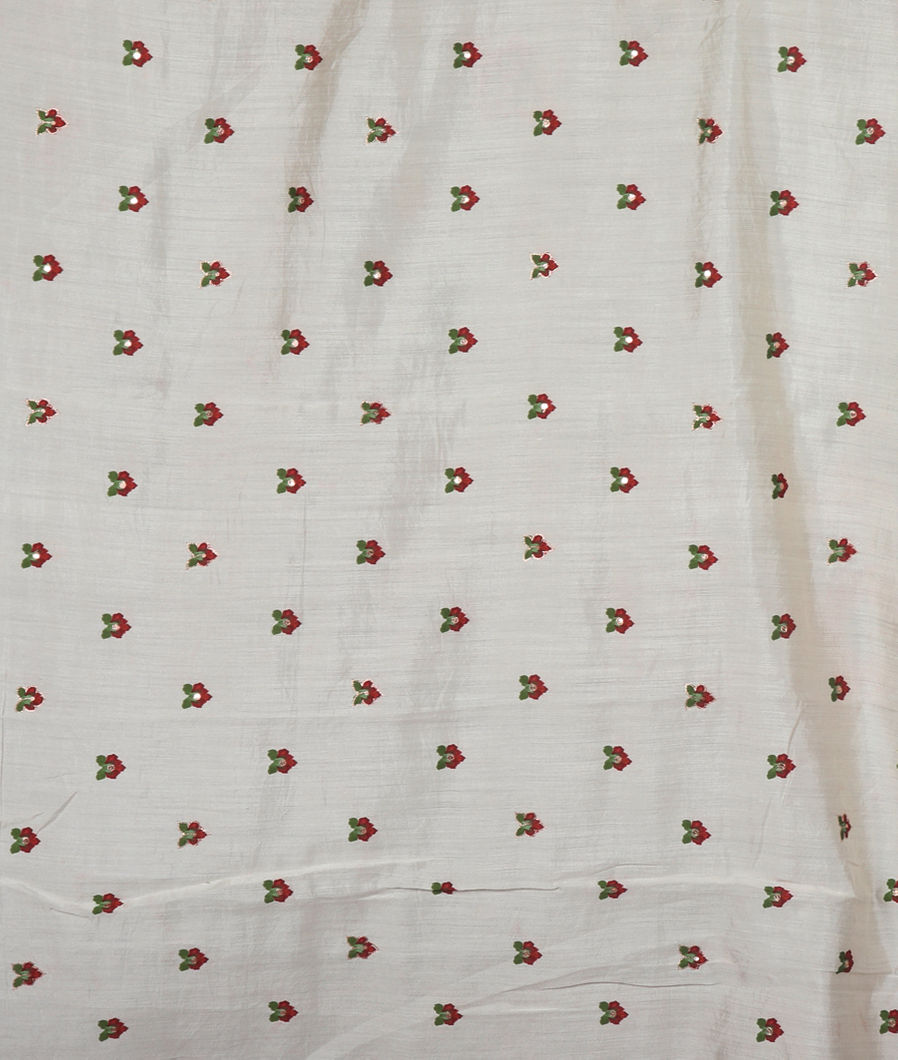 Silver And Grey Kora Organza Embroidery Saree T3539523