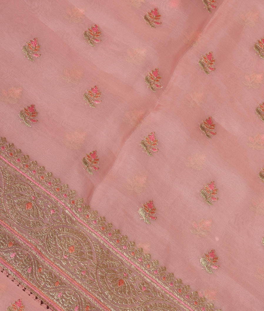 Pink Kora Organza Embroidery Saree T320255-image