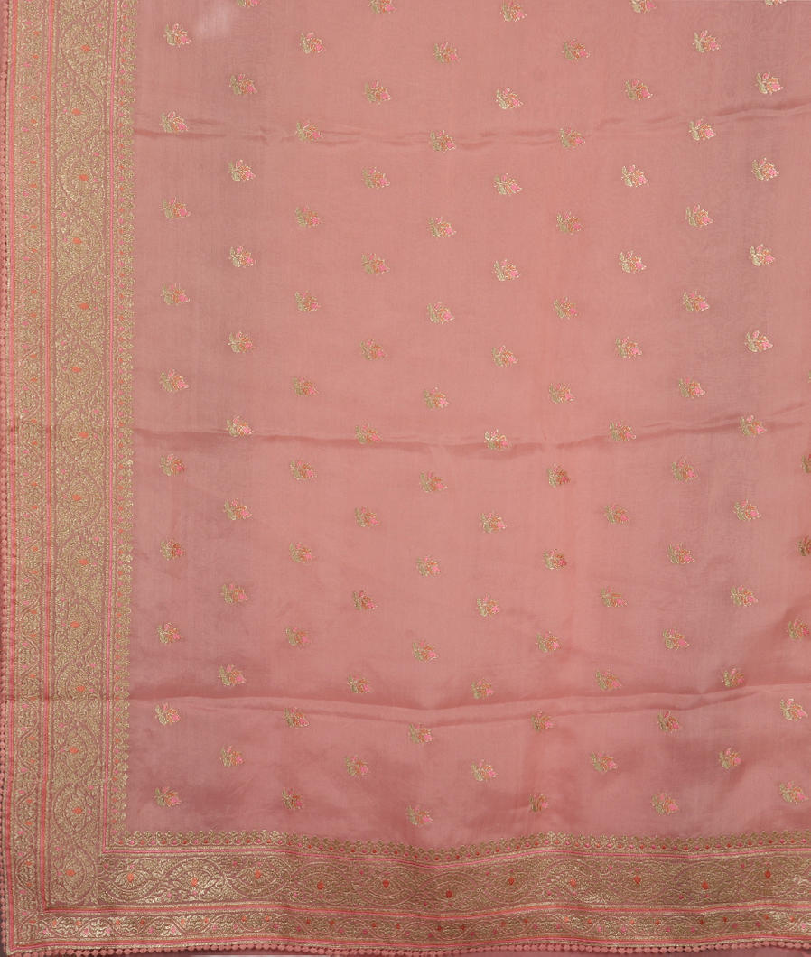 Pink Kora Organza Embroidery Saree T3202554