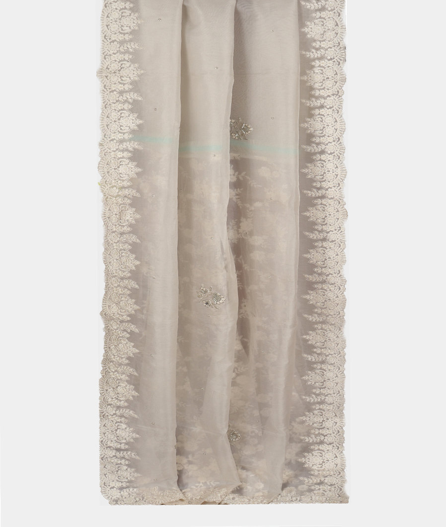 Off-White Kora Organza Embroidery Saree T3466622