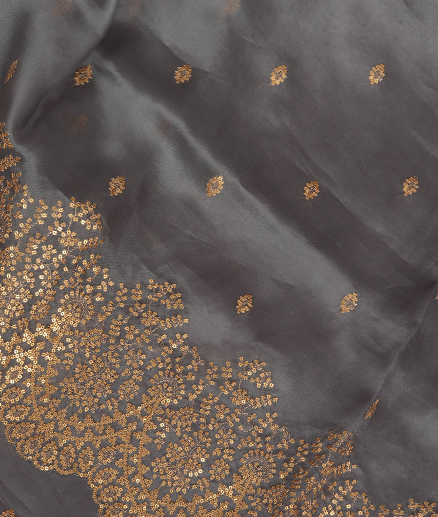 Grey Kora Organza Embroidery Saree T348461-image