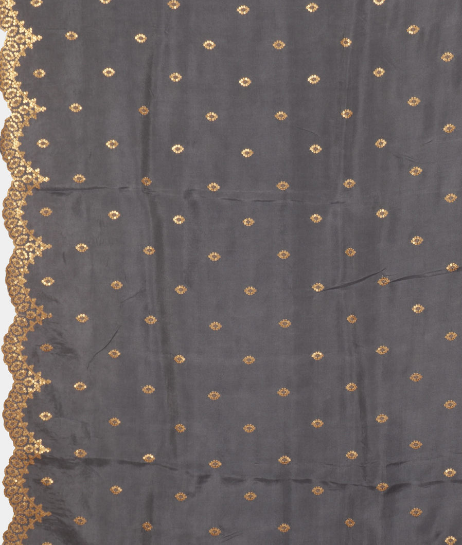 Grey Kora Organza Embroidery Saree T3484613