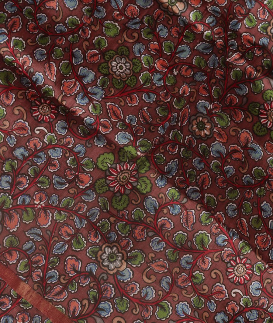 Brown Printed Raw Silk Saree T354381-image