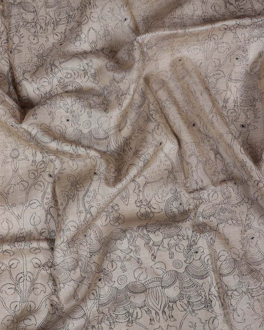 Beige Vidarbha Tussar Saree T3544733