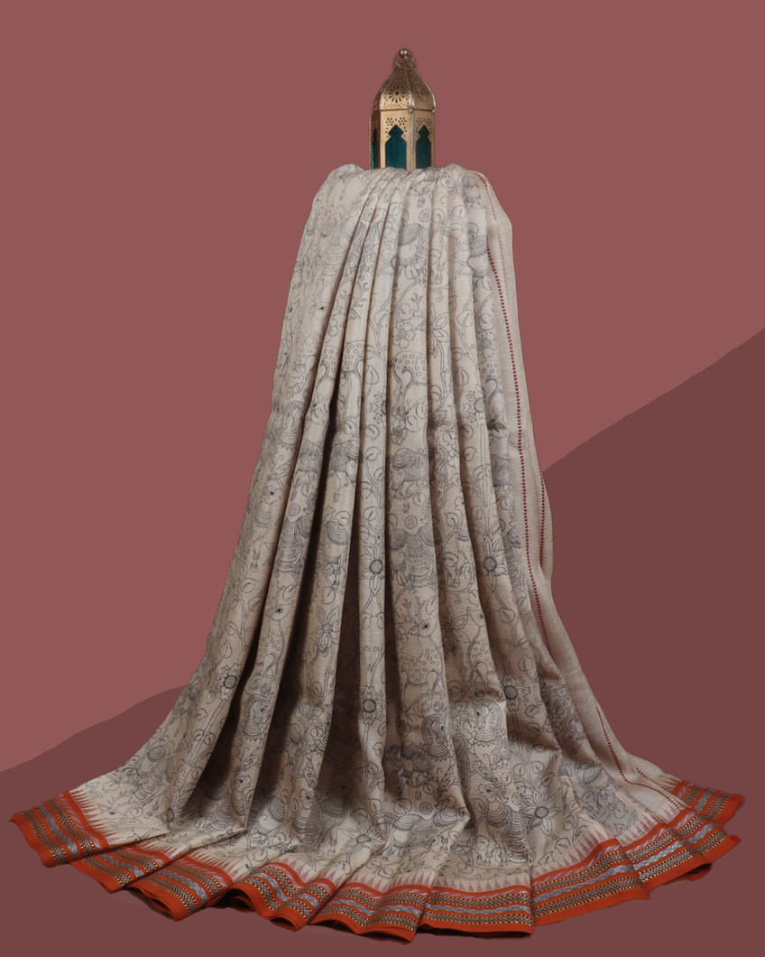 Beige Vidarbha Tussar Saree T354493-image