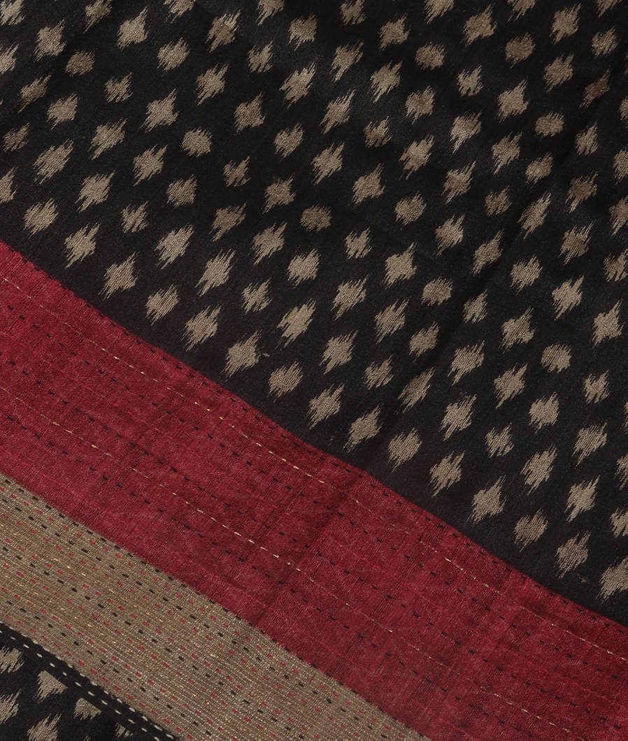 Black Tussar Printed Saree T352687-image
