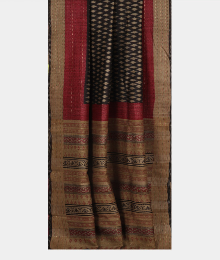 Black Tussar Printed Saree T3526872