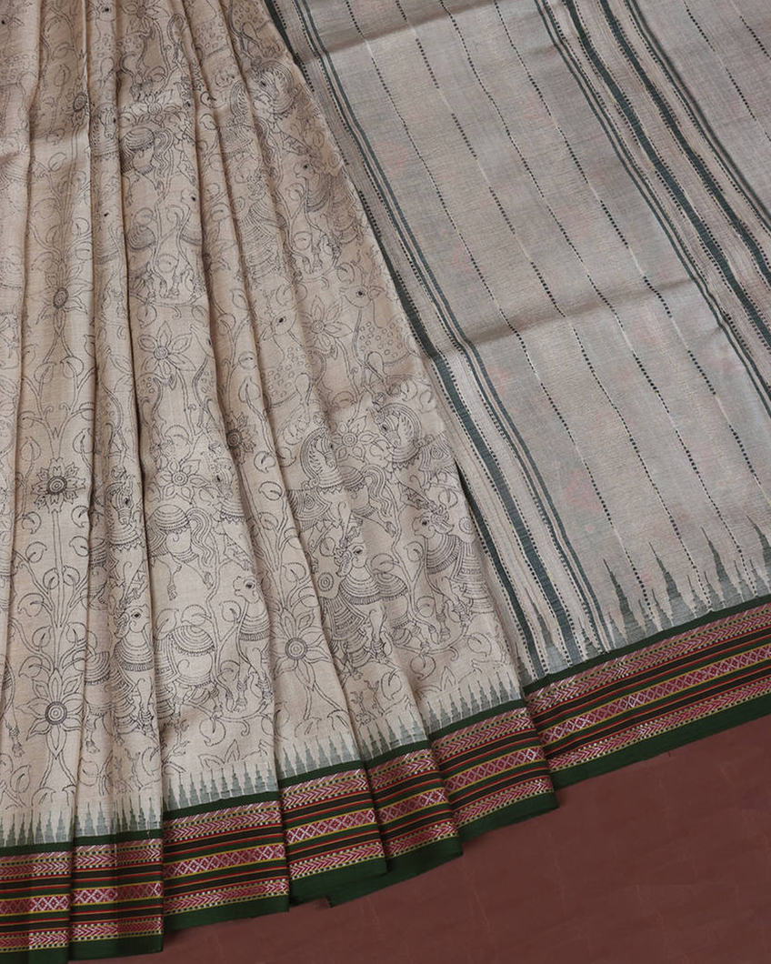 Beige Vidarbha Tussar Saree T3544732