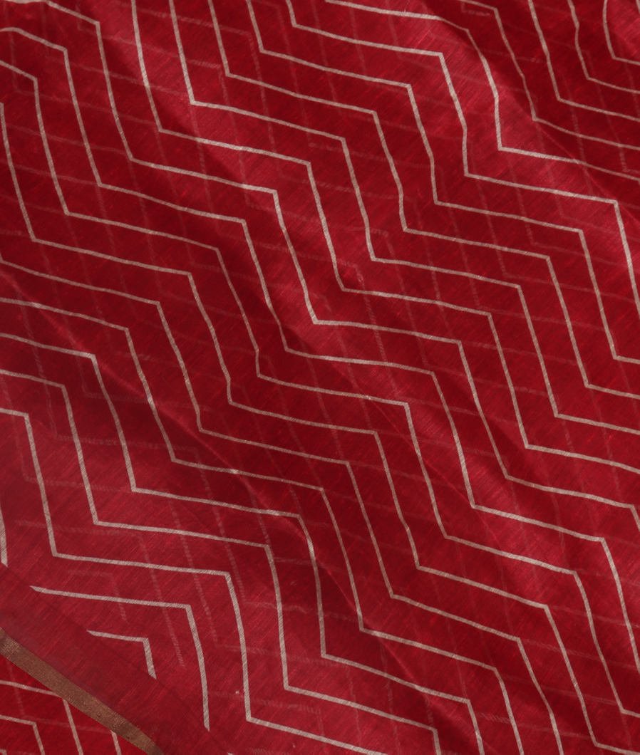 Red Linen Printed Saree T354192-image