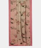 Pink And Beige Linen Printed Saree T3550472