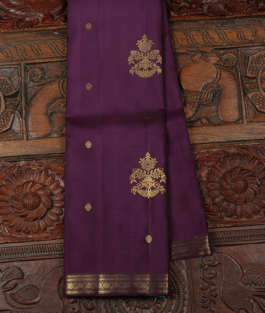 Purple Handwoven Kanjivaram Silk Saree T342639-image