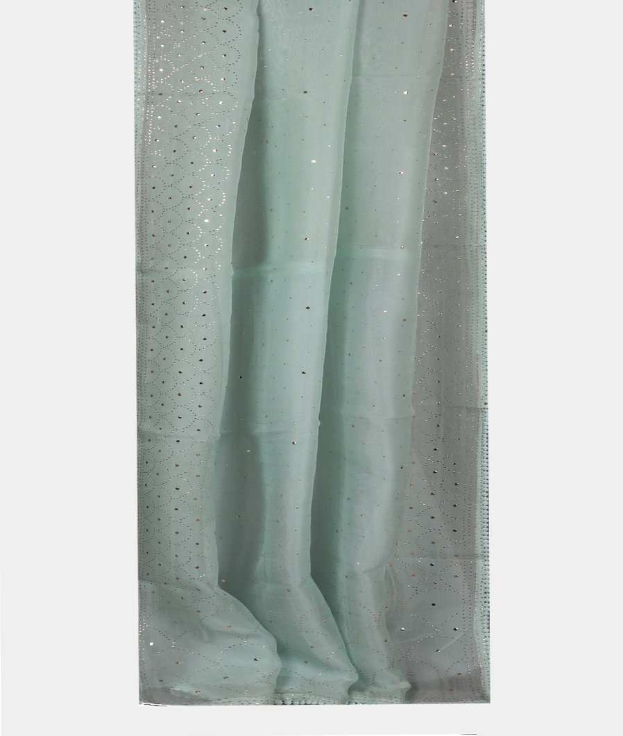 Blue Kora Organza Embroidery Saree T3564872