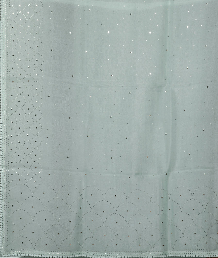 Blue Kora Organza Embroidery Saree T3564875