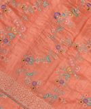 Salmon Pink Tussar Embroidery Saree T3569921