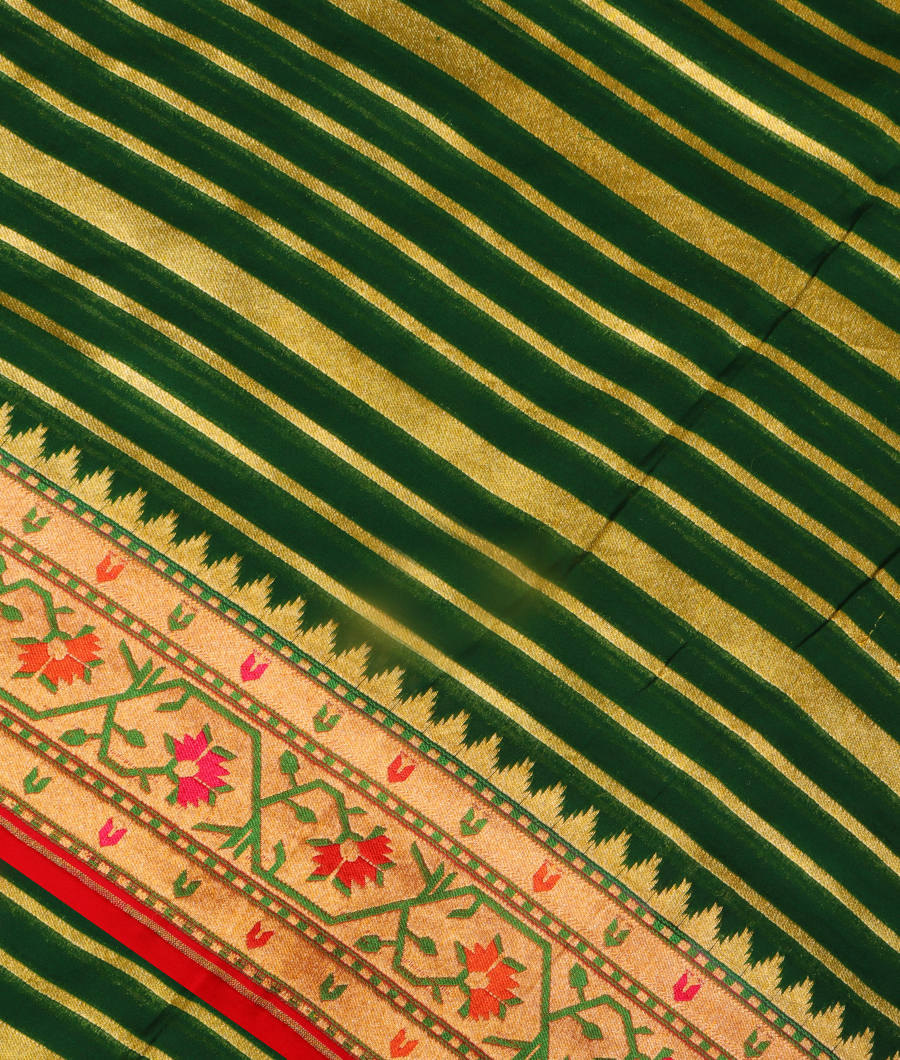 Bottle Green Banaras Georgette Silk Saree T266998-image