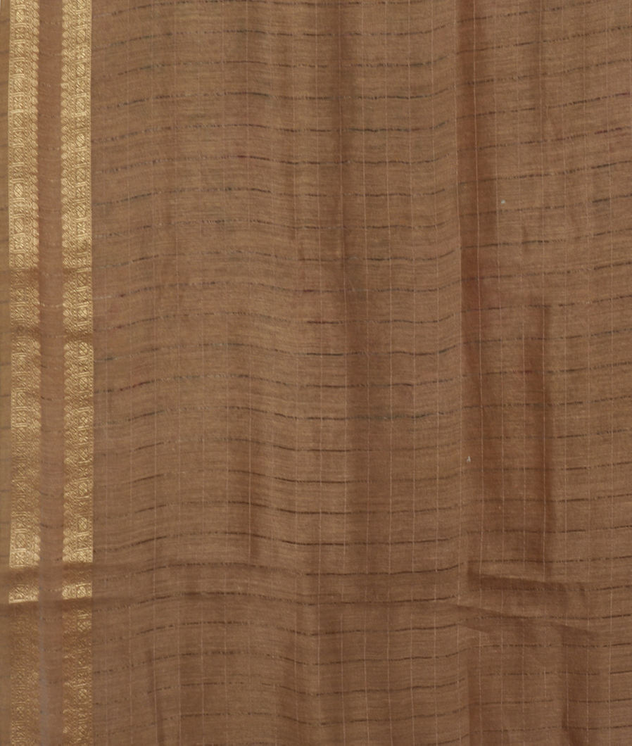 Dark Beige Tussar Printed Saree T3473773